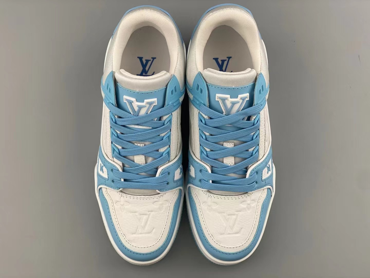 Louis Vuitton Trainer Light Blue White Monogram Sneakers