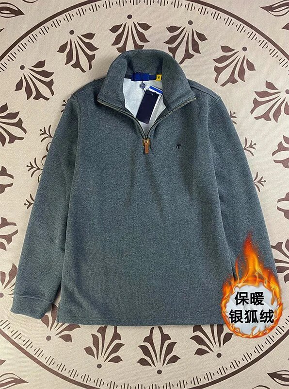 Corduroy Quarter-Zip Pullover Navy Blue Warm Fleece Sweatshirt