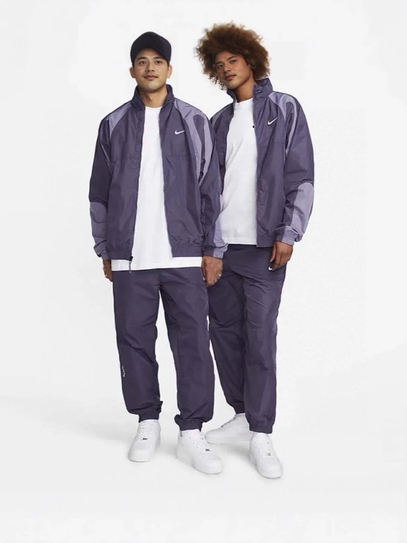 Printed color-blocked stand-up collar couple sportswear