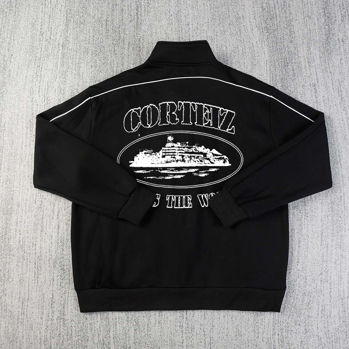 Corteiz Black Script Logo Full Zip Track Jacket
