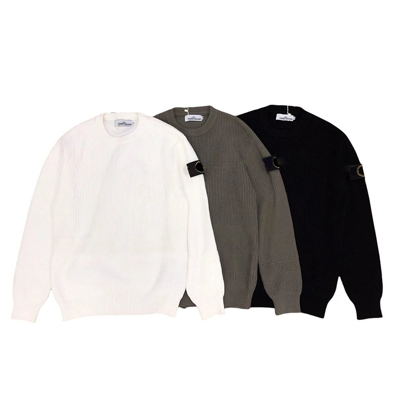 Design Crewneck Knit Sweater White - 3