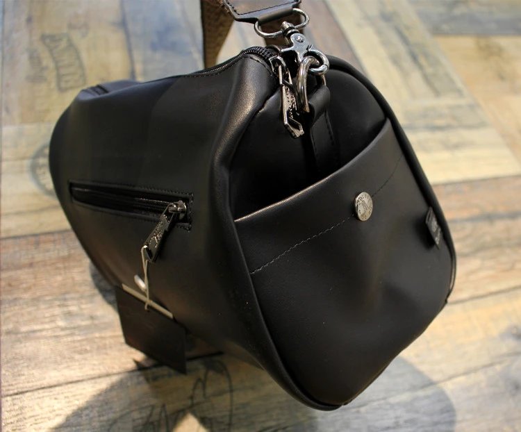 Black Leather Crossbody Bag With Woven Strap Boho Style