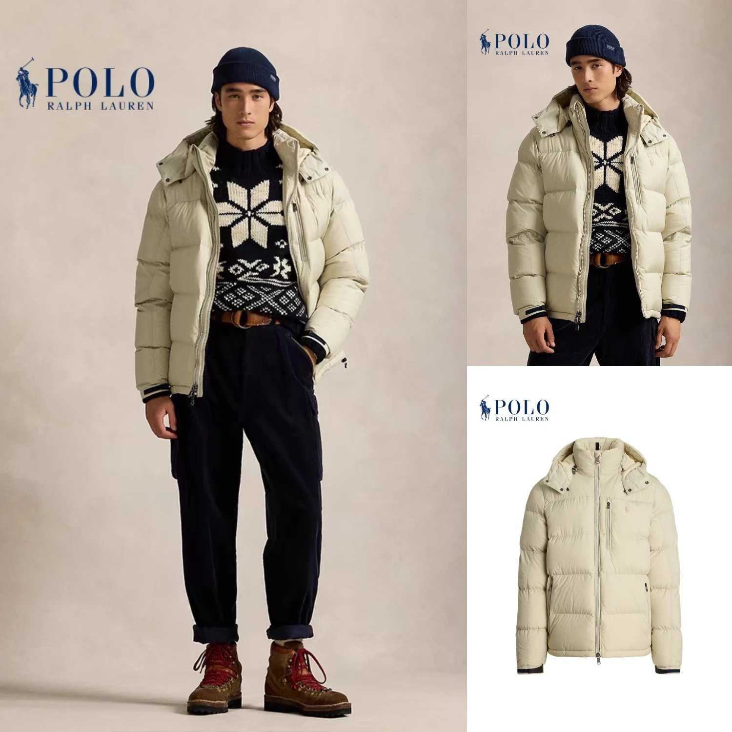 Polo Ralph Lauren Puffer Jacket Navy Hooded Winter Coat