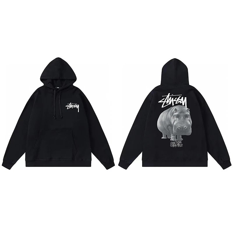 Stussy Hippo Graphic White Oversized Hoodie