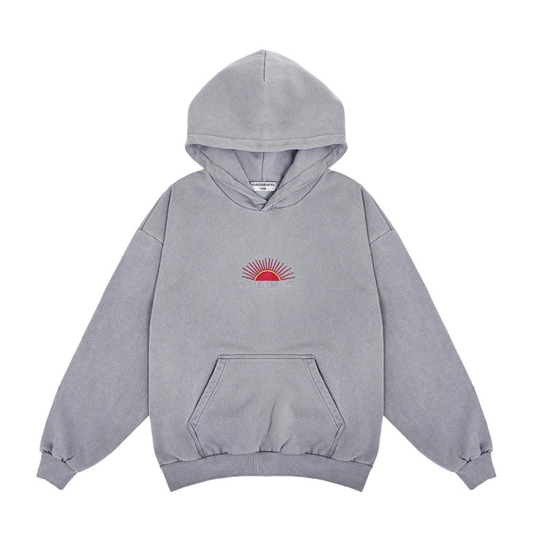 SuperMay Hooded Sweatshirt Gray Black Streetwear