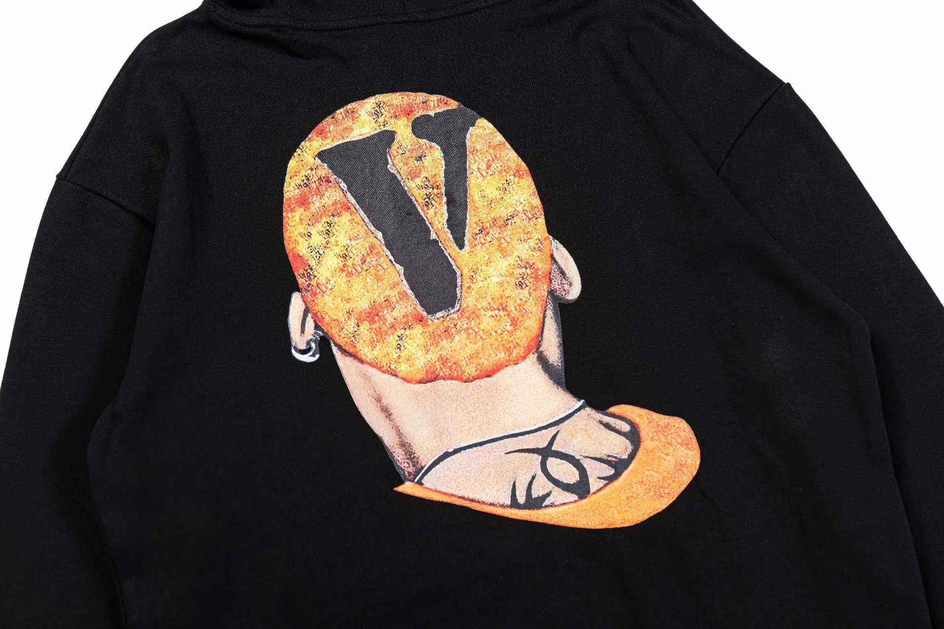 White Graphic Print Hoodie With Celebrity Portrait Streetwear