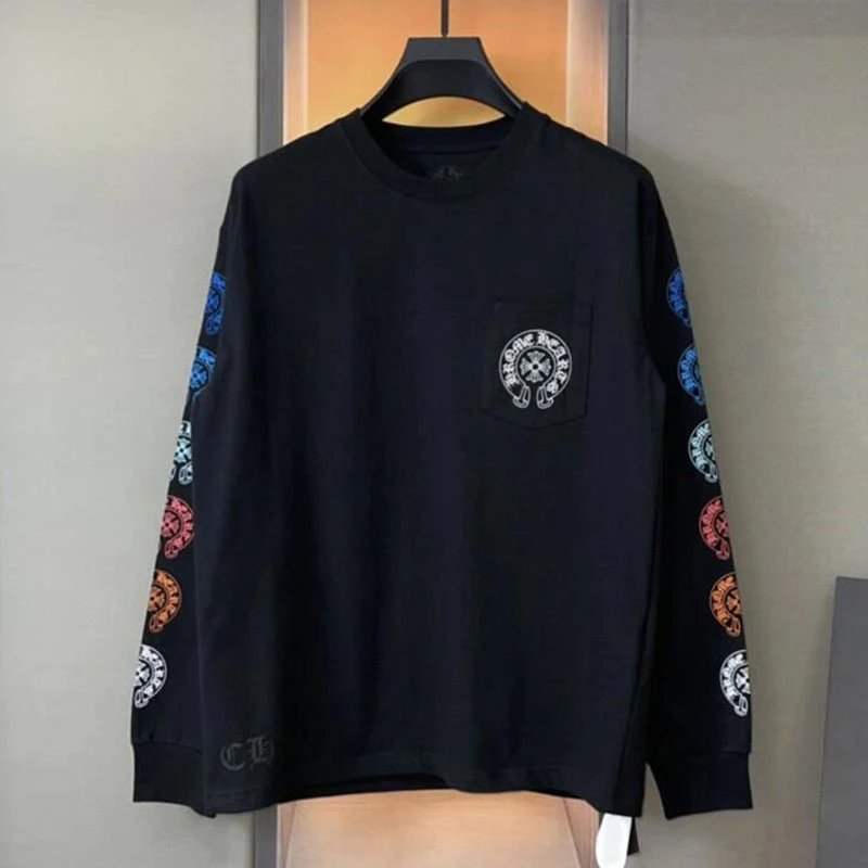Chrome Hearts White Logo Print Long Sleeve Pocket T-Shirt