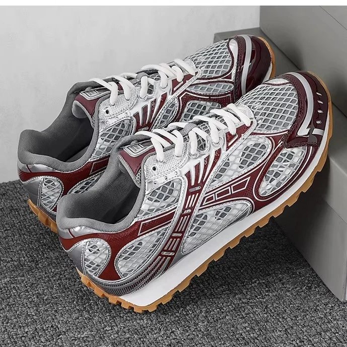 Mesh Sneakers Silver Green Black Burgundy Retro Running Shoes