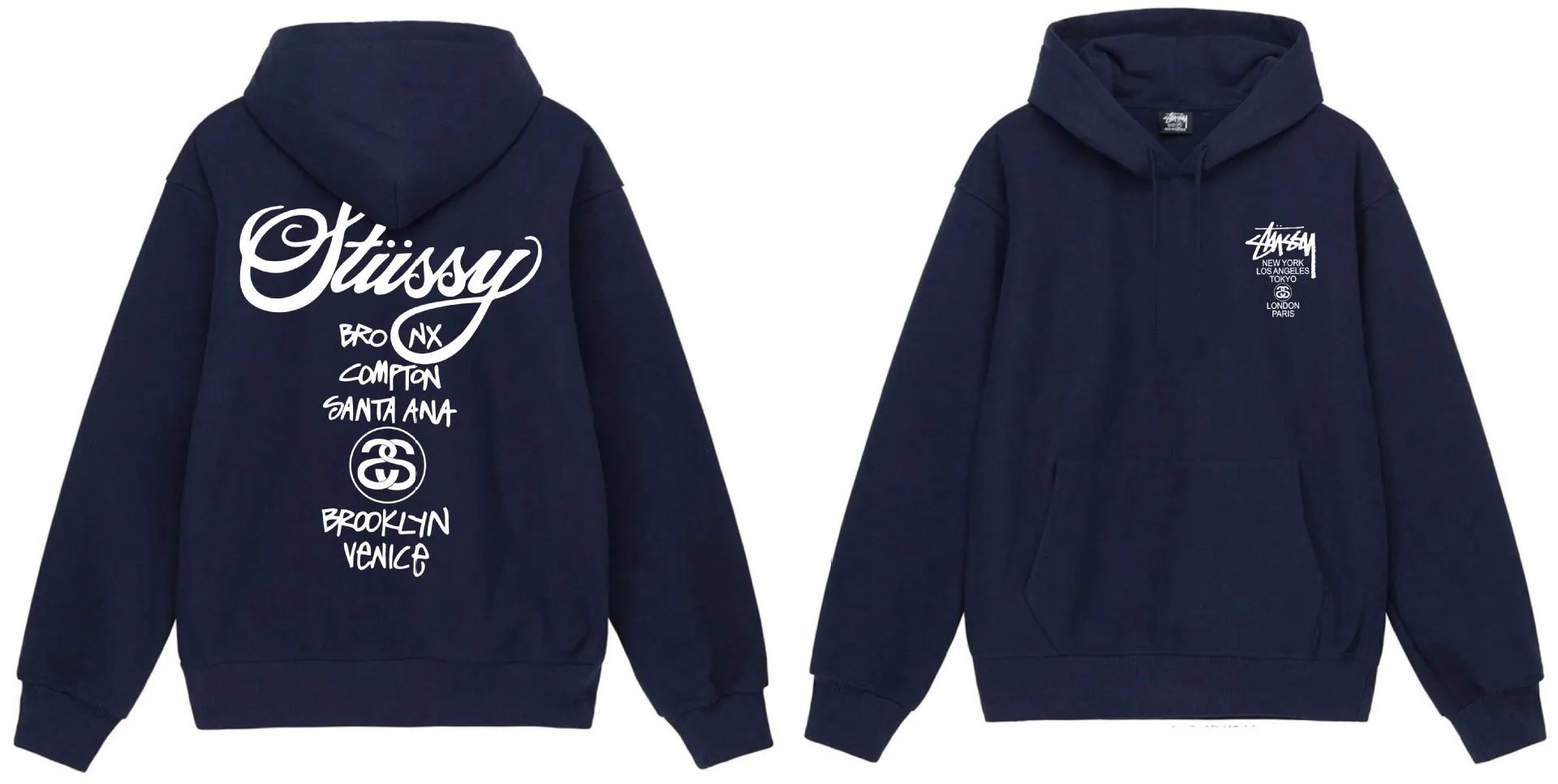 Stussy Classic Black Graphic Hooded Sweatshirt