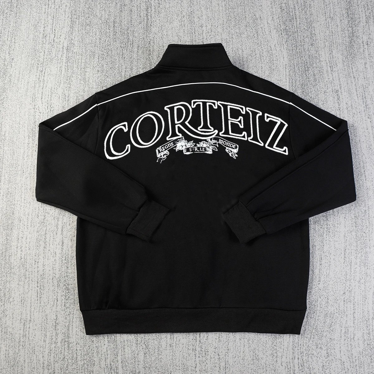 Corteiz Black Script Logo Full Zip Track Jacket