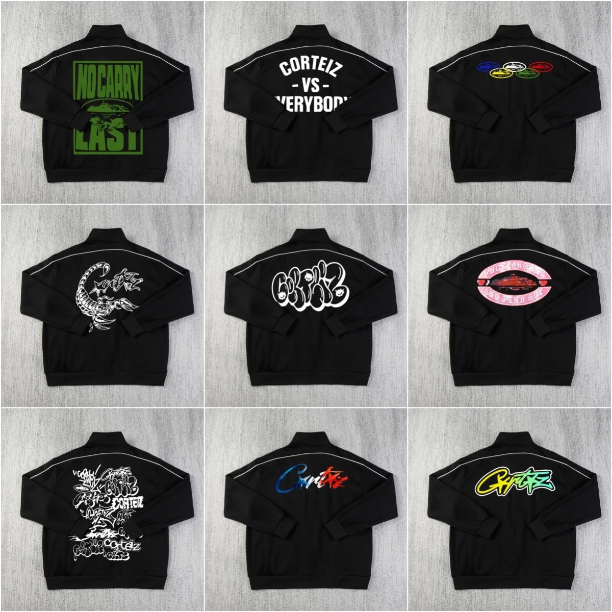 Corteiz Track Jacket Black Graphic Streetwear