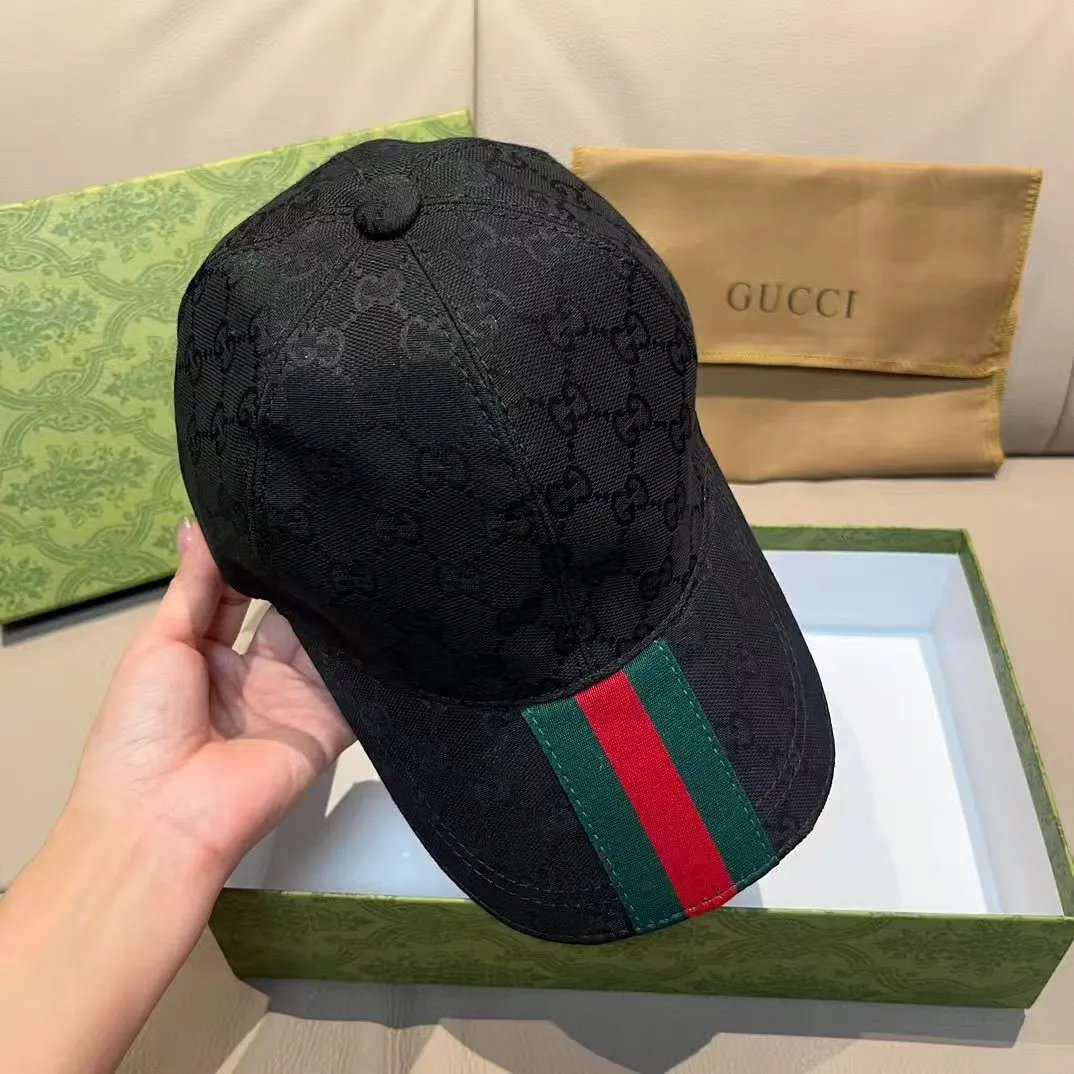 Gucci GG Marmont Beige Black Tan Web Stripe Baseball Cap