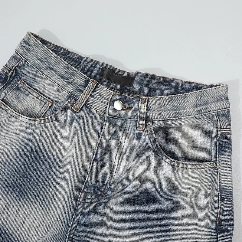 Amiri Logo Print Light Blue Wide Leg Denim Jeans