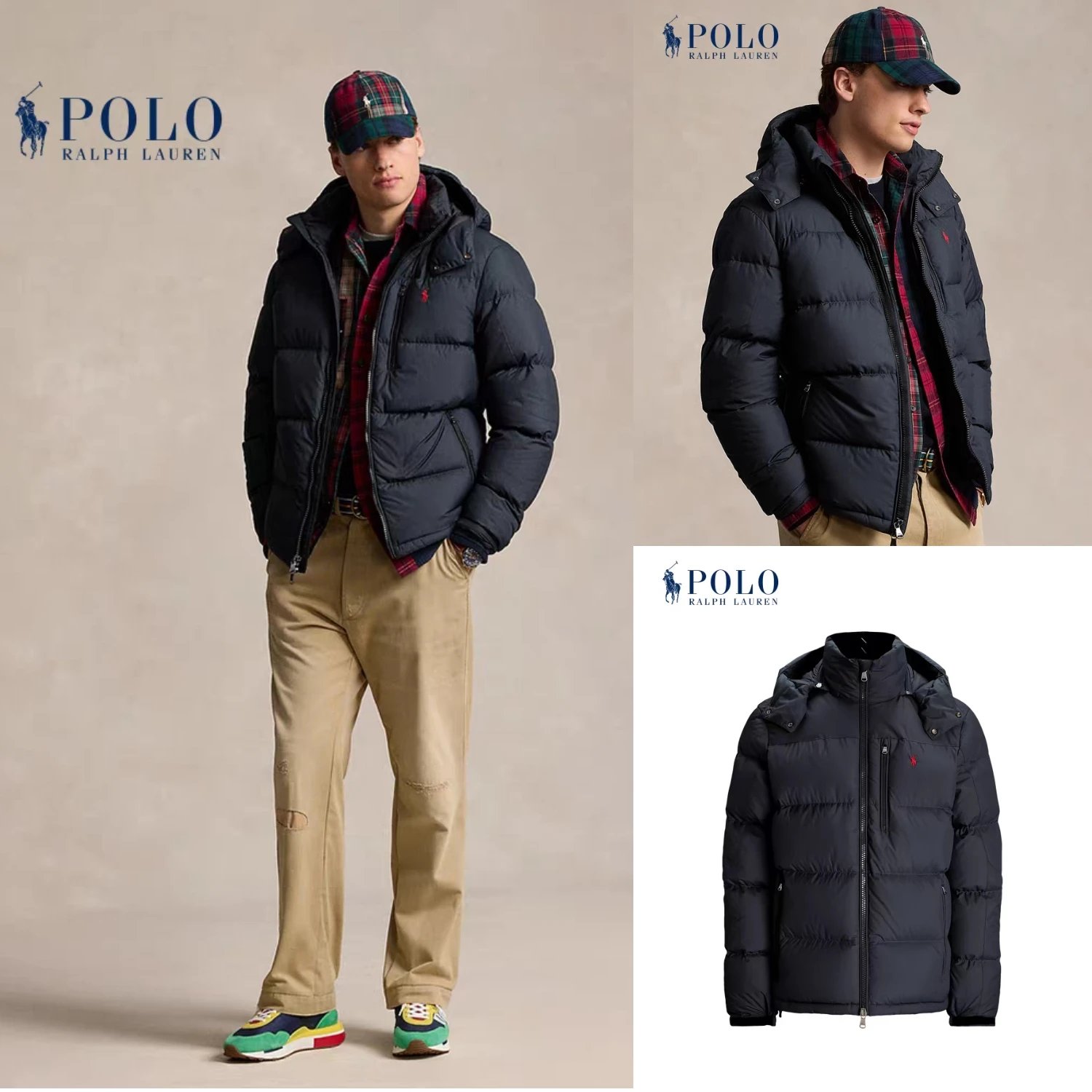 Polo Ralph Lauren Puffer Jacket Navy Hooded Winter Coat