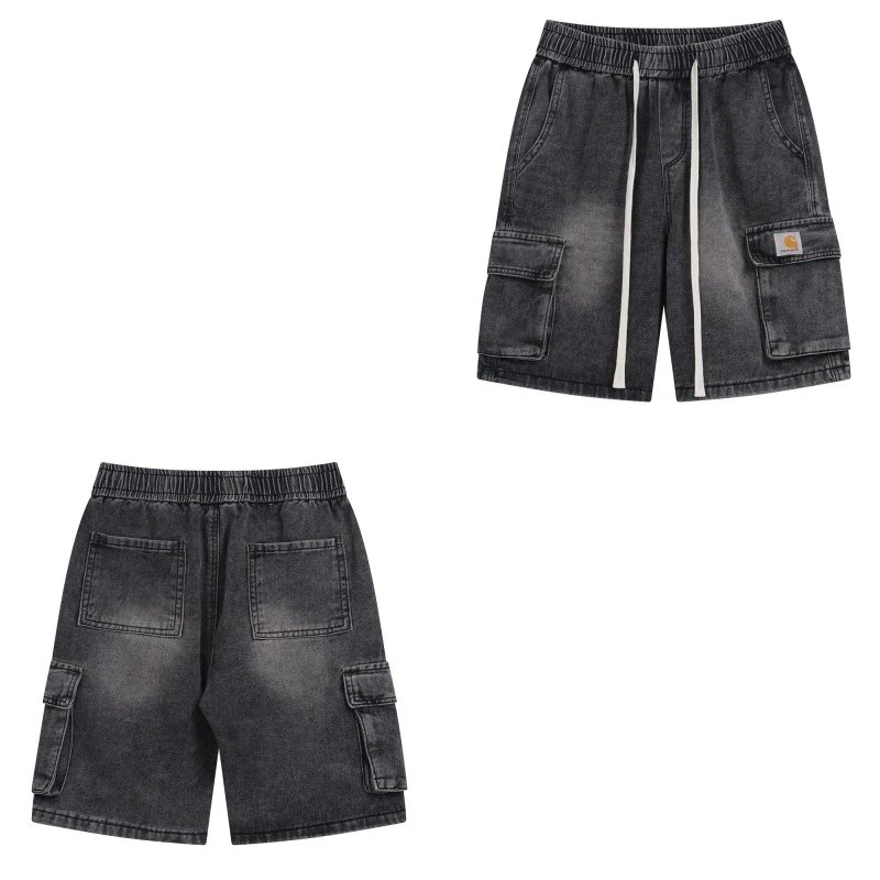 Carhartt Cargo Denim Shorts Blue and Black Relaxed Fit