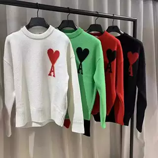 Heart Embroidery Cropped Sweater Multicolor Casual Pullover