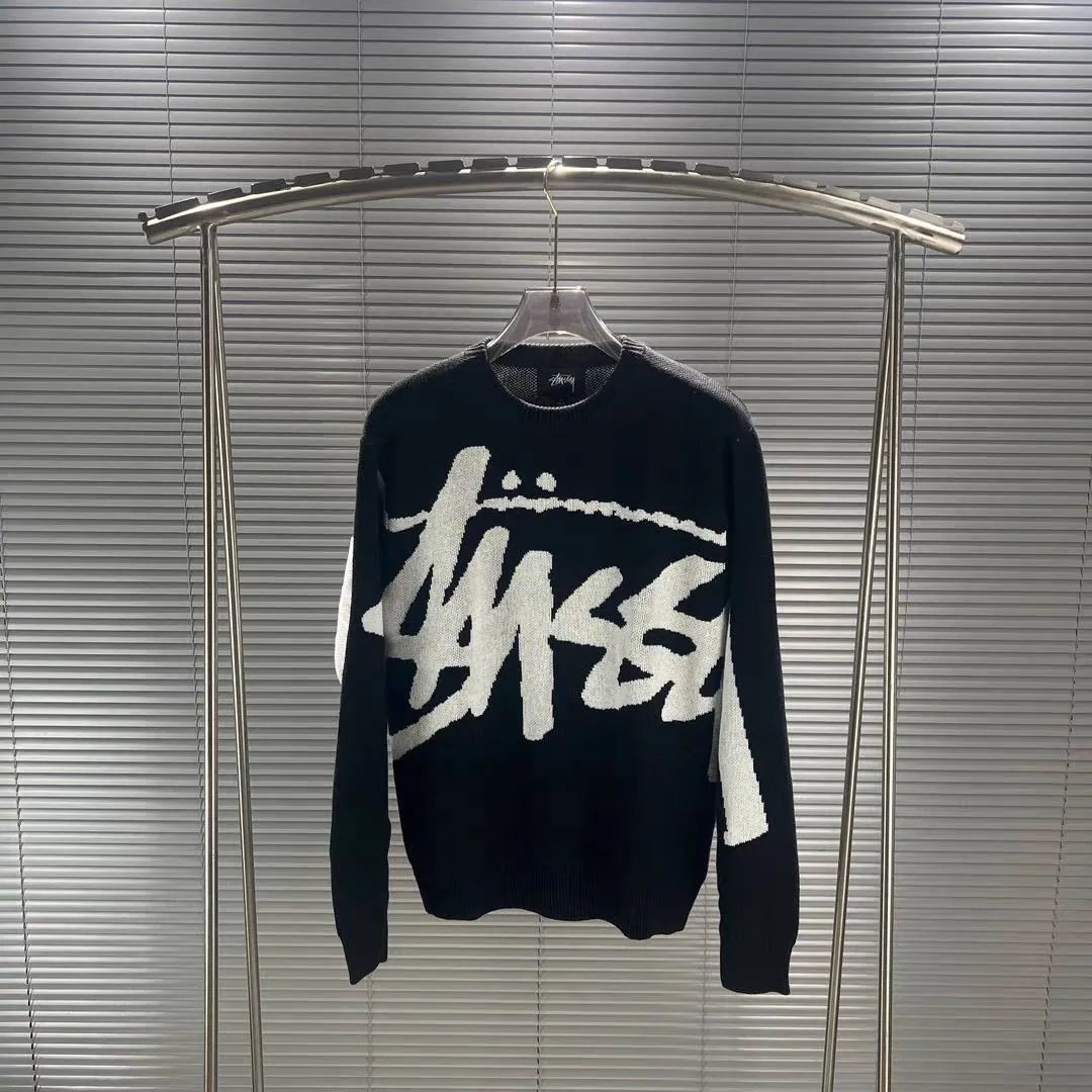 American retro letter jacquard sweater men and women autumn and winter new loose knit sweater tops