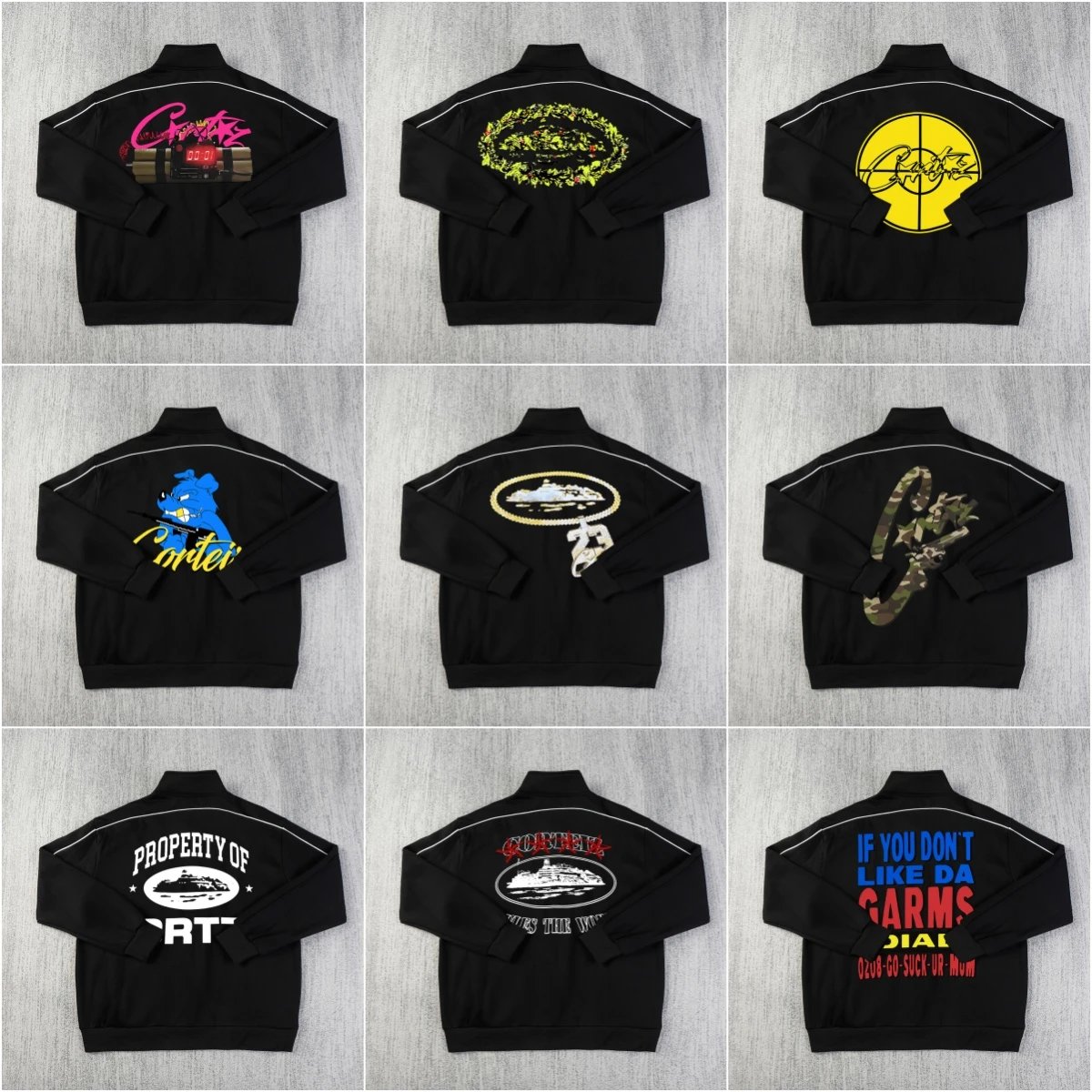 Corteiz Track Jacket Black Graphic Streetwear