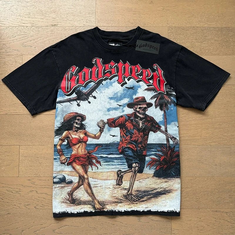 Godspeed Graphic Print Black Vintage Rock T-Shirt