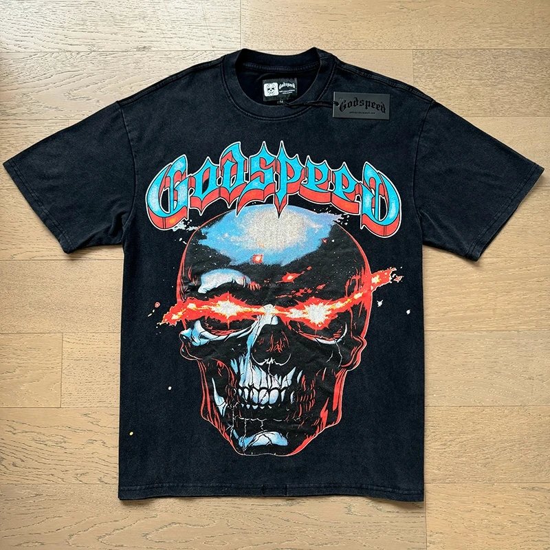 Godspeed Graphic Print Black Vintage Rock T-Shirt
