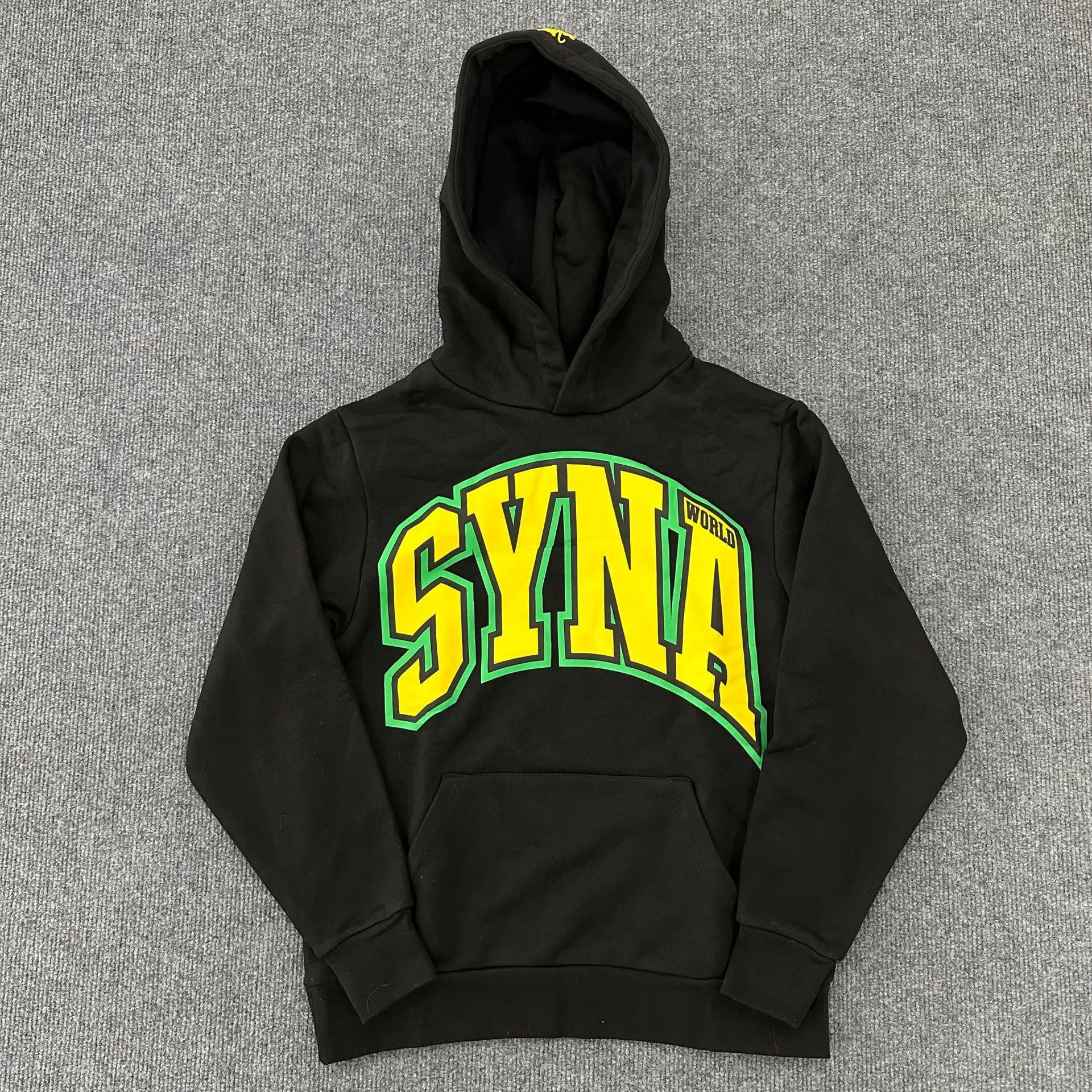 Black Hoodie with Mint Green Graffiti Logo Streetwear