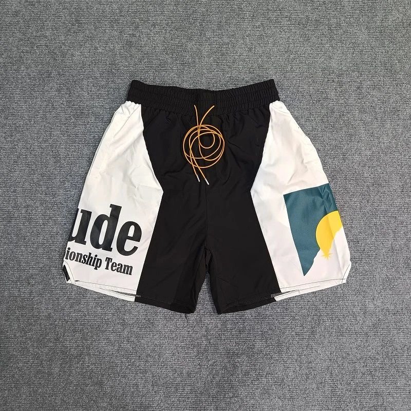 Custom Sport Shorts White Black Green Blue Yellow Graphic Panel Design