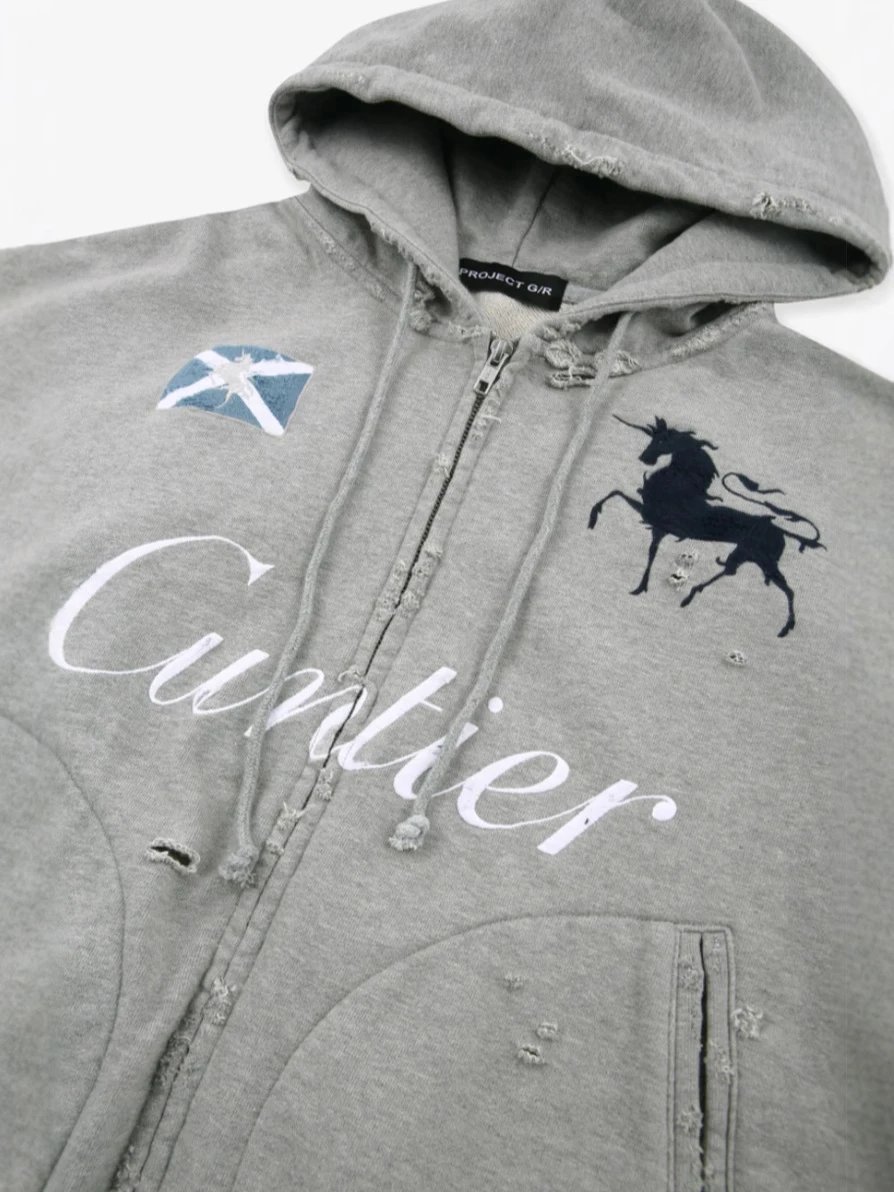Distressed Embroidered Hooded Jacket photo 3