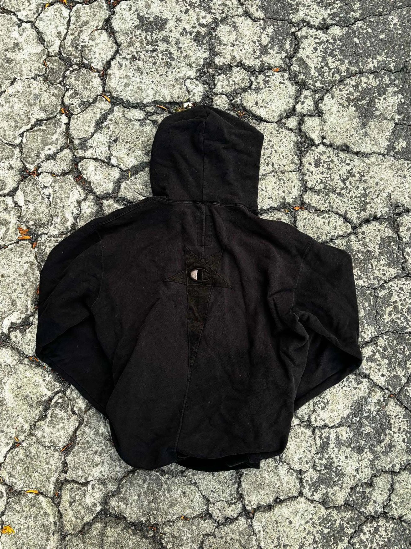 Black Cotton Hooded Sweatshirt Black Minimalist Pullover