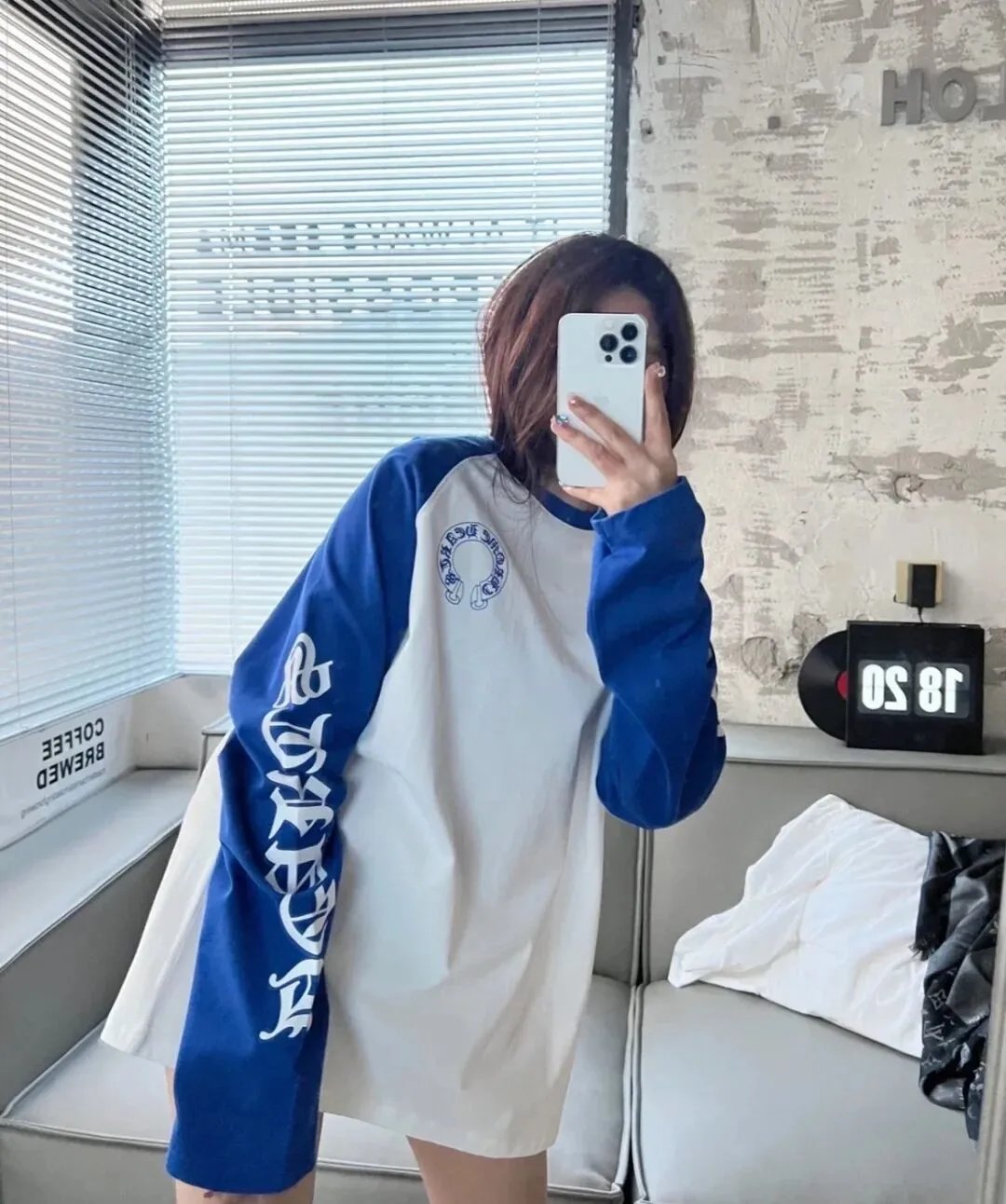 Chrome Hearts White Black Raglan Long Sleeve Graphic Tee