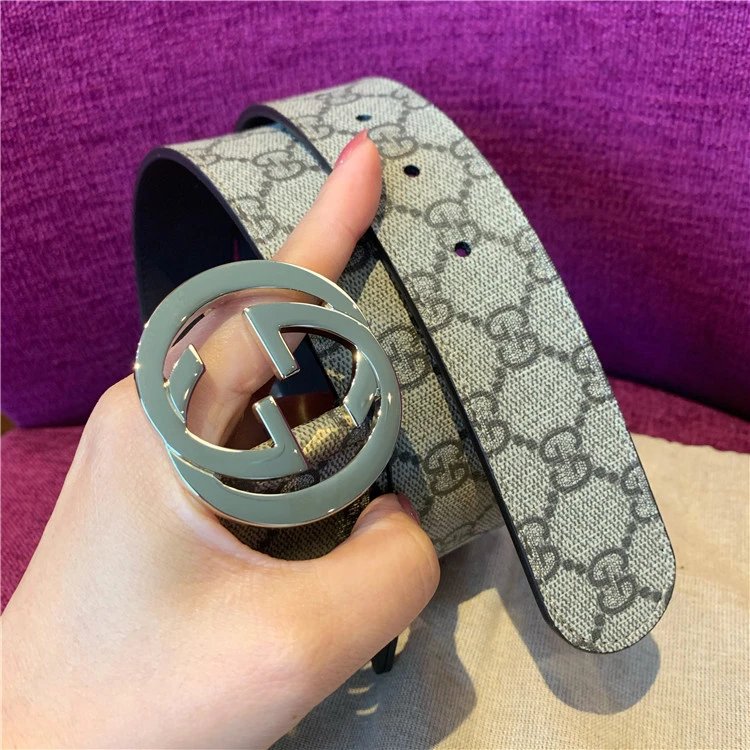 Gucci GG Marmont Gray Monogram Leather Belt