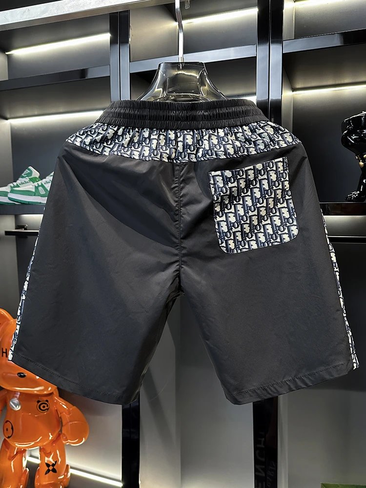 Dior Men's Navy Blue Oblique Print Drawstring Shorts