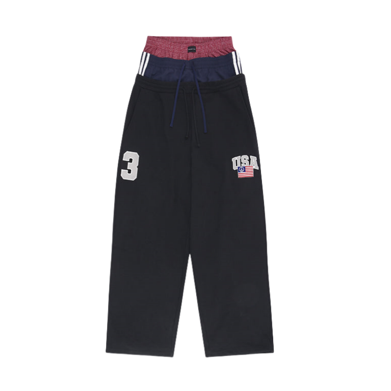 Embroidery Patchwork Wide-Leg Sweatpants photo 3
