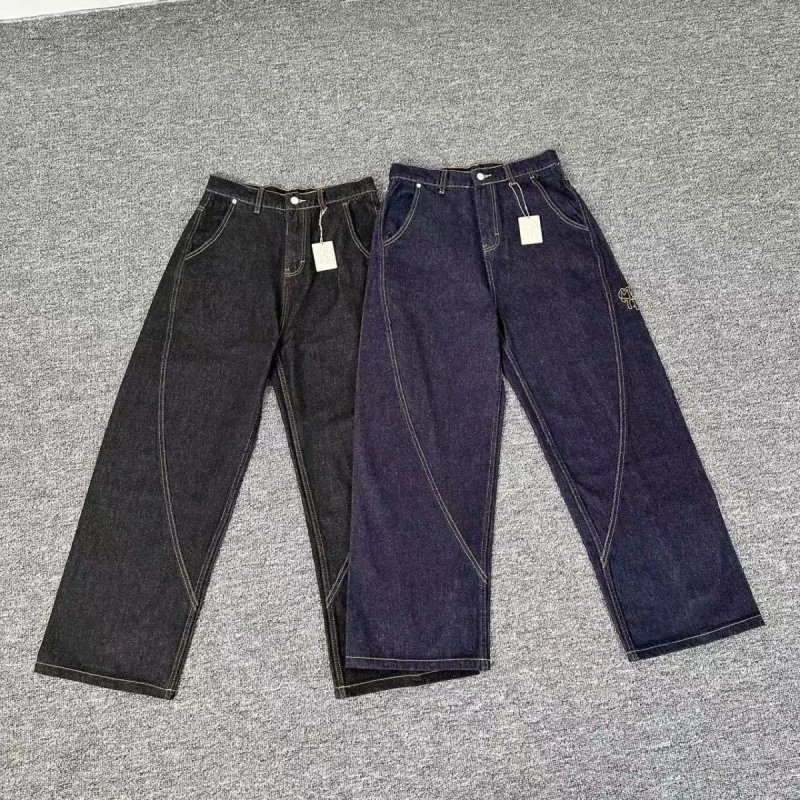 Mertra American embroidered letter washed stitching jeans trendy men's and women's trousers