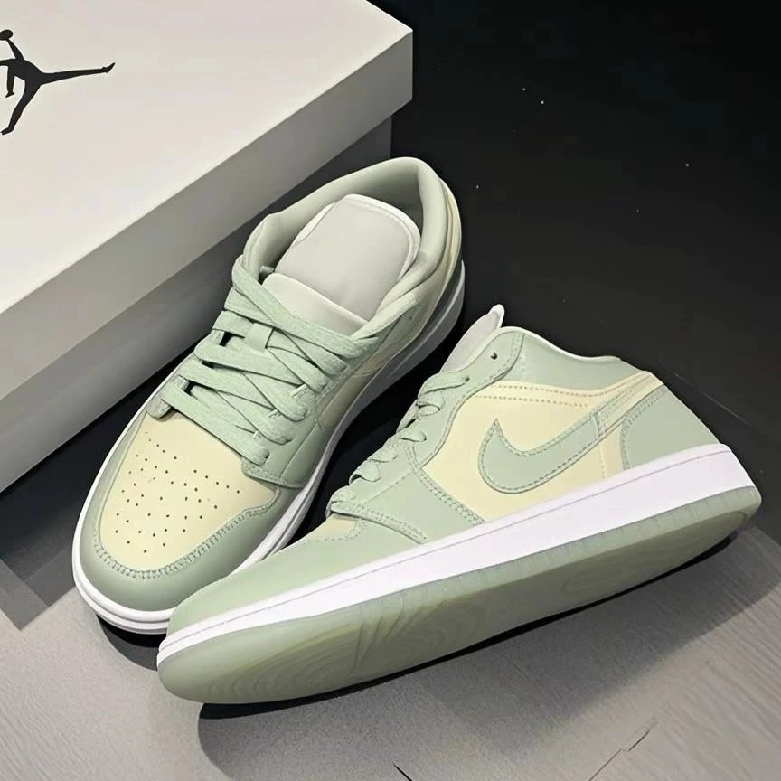 Air Jordan 1 Low Unisex Green Brown Basketball Shoes