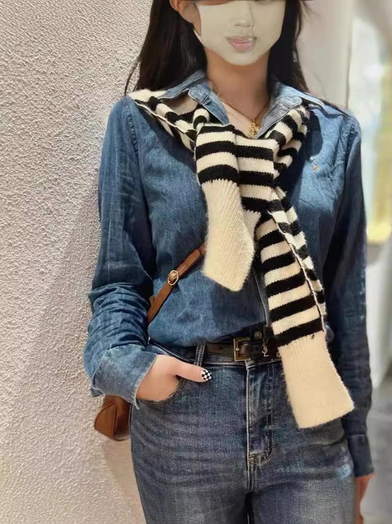 Denim Button-Up Shirt Light Blue Relaxed Fit