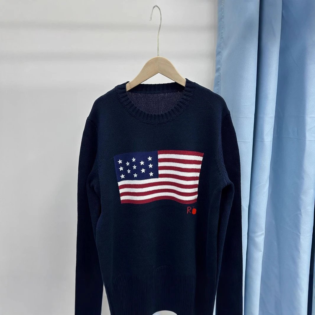 Polo Ralph Lauren Navy Blue Flag Knit Sweater