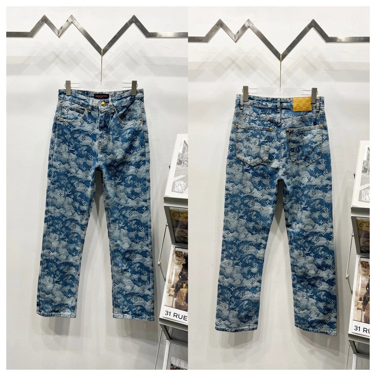 Louis Vuitton Pixel Denim Blue Patchwork Jeans