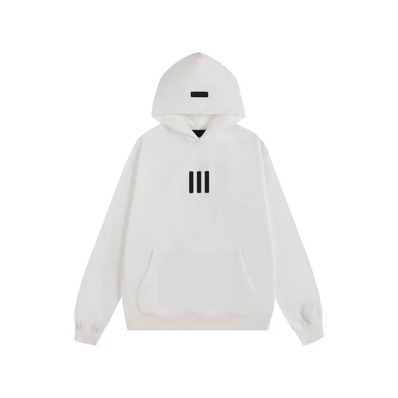 Black Hoodie With White Triple Stripe Logo Oversized Streetwear