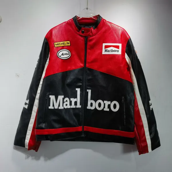Marlboro x Michelin x Arai Racing Leather Jacket Red Black - 1