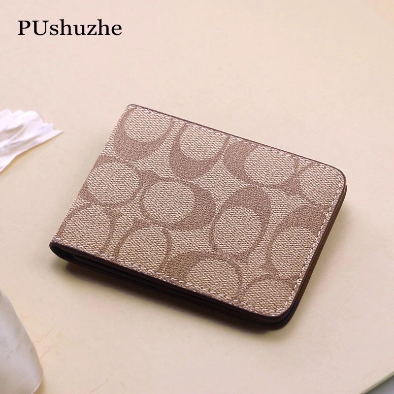 Coach Signature Beige Monogram Bifold Wallet
