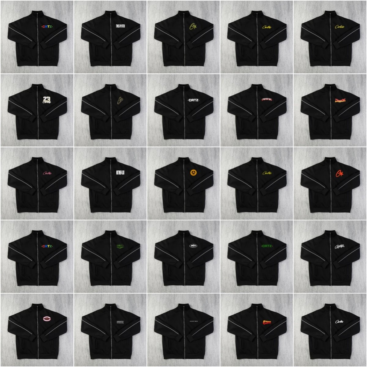 Corteiz Track Jacket Black Graphic Streetwear