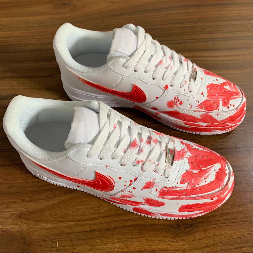 Nike Air Force 1 White Red Splatter Custom Sneakers
