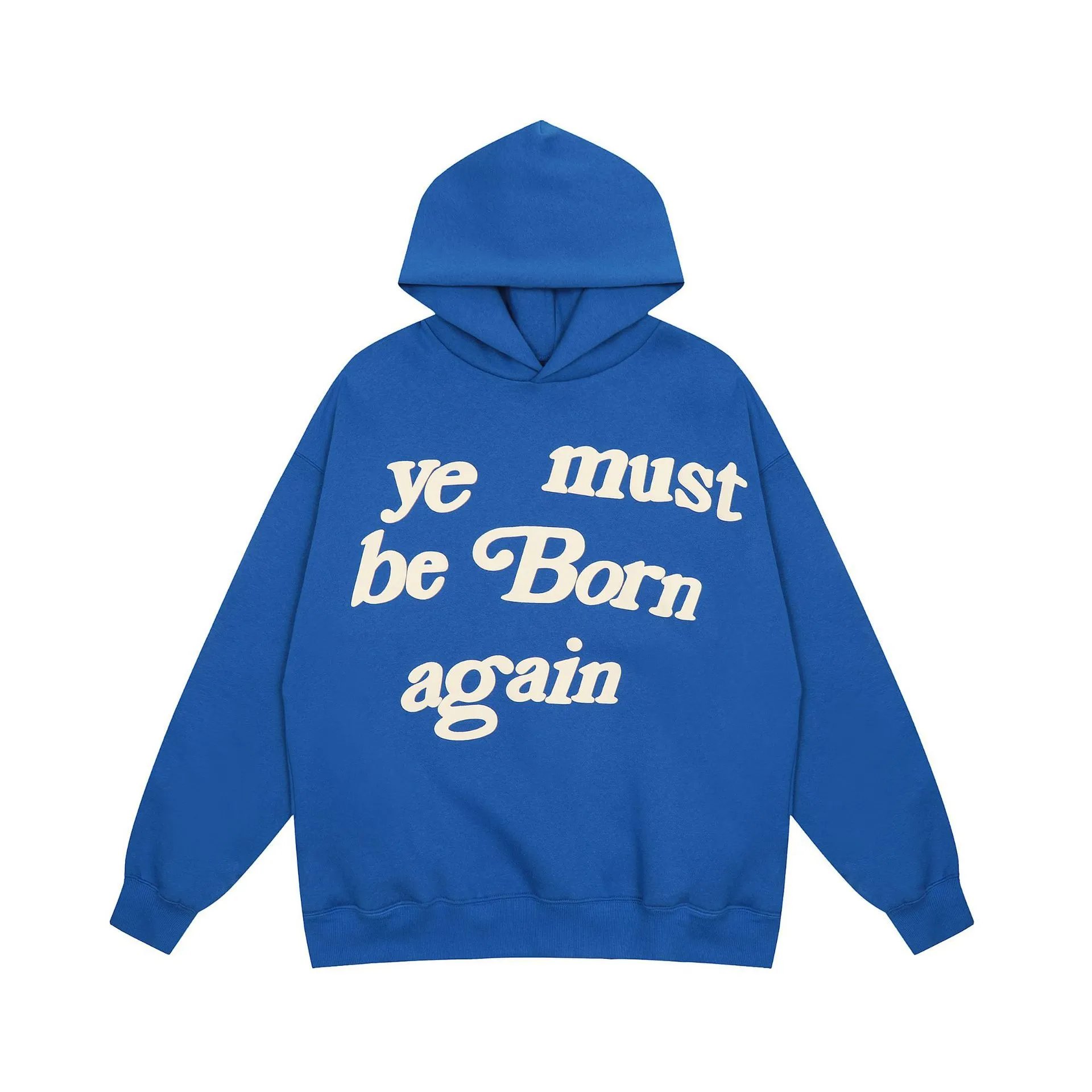 Black Hooded Sweatshirt With Cream 'Ye Must Be Born Again' Graphic Oversized Streetwear