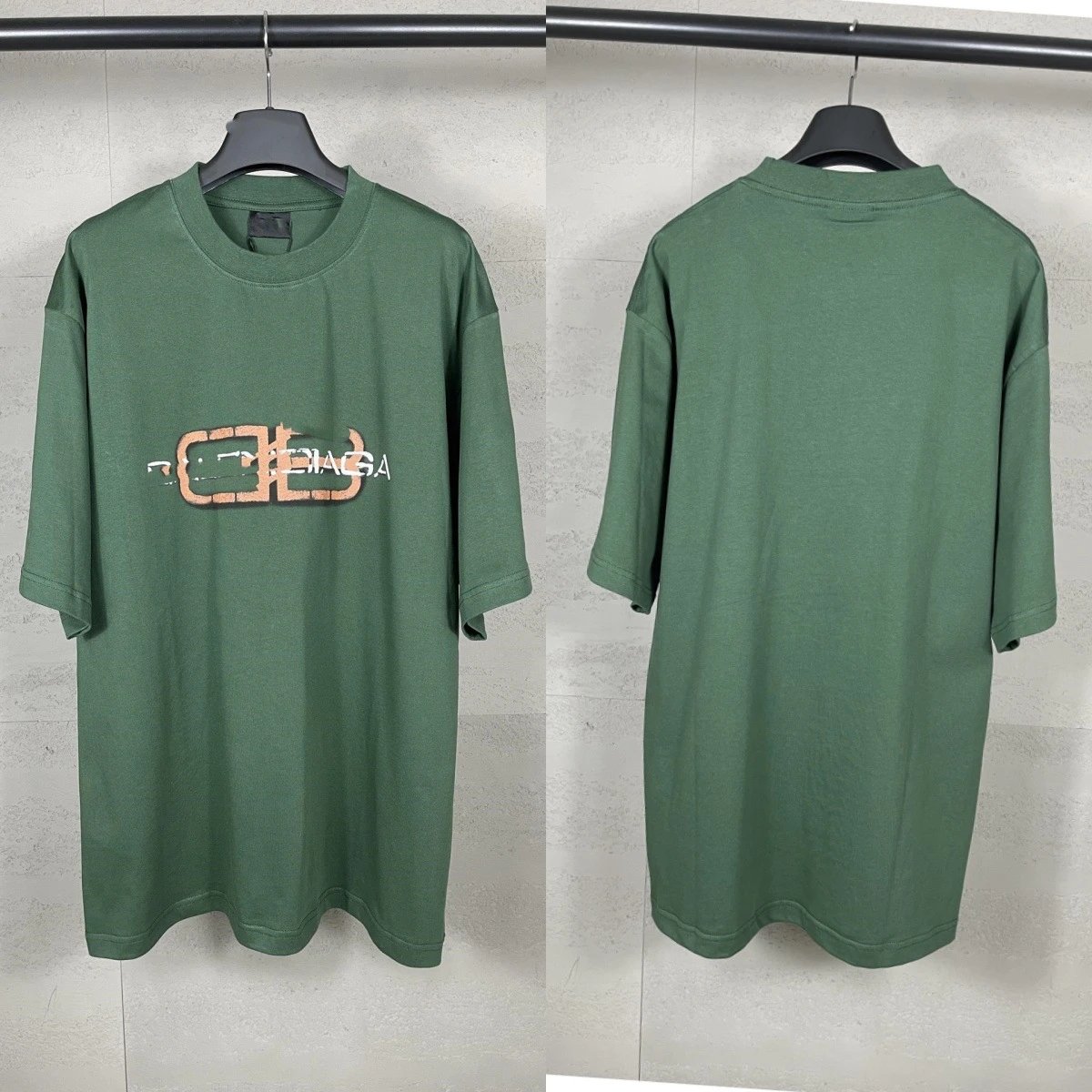 Balenciaga Logo Print Green Black Blue Pink White Red Oversized T-Shirt