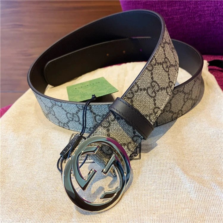 Gucci GG Marmont Gray Monogram Leather Belt