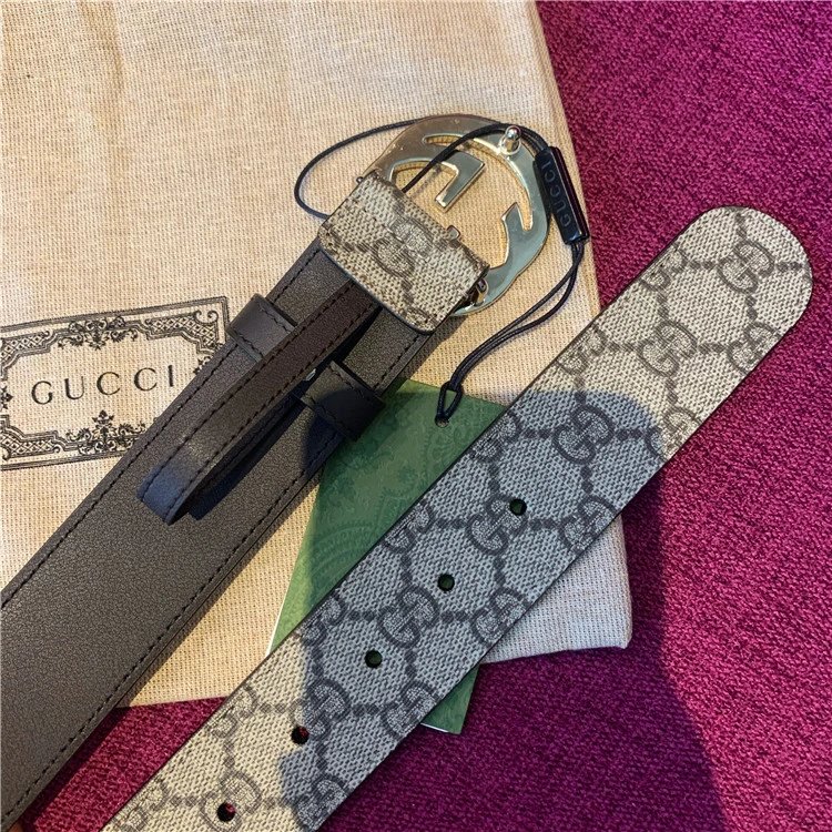 Gucci GG Marmont Gray Monogram Leather Belt