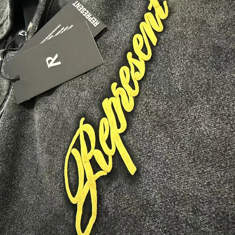 Represent Denim Hoodie Dark Gray Washed Streetwear