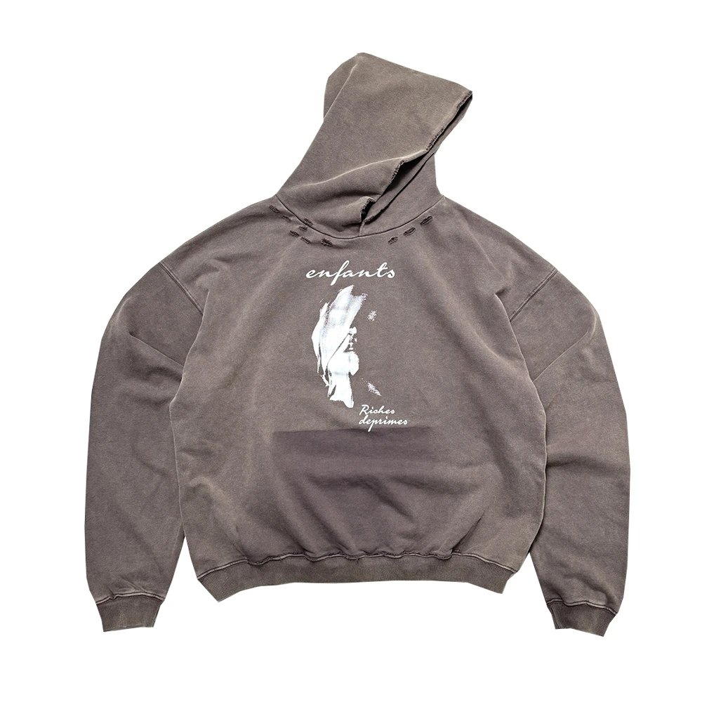 Enfants Riches Déprimés Distressed Graphic Hoodie Gray