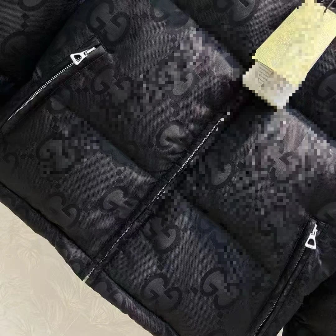 Gucci GG Monogram Black Hooded Puffer Jacket