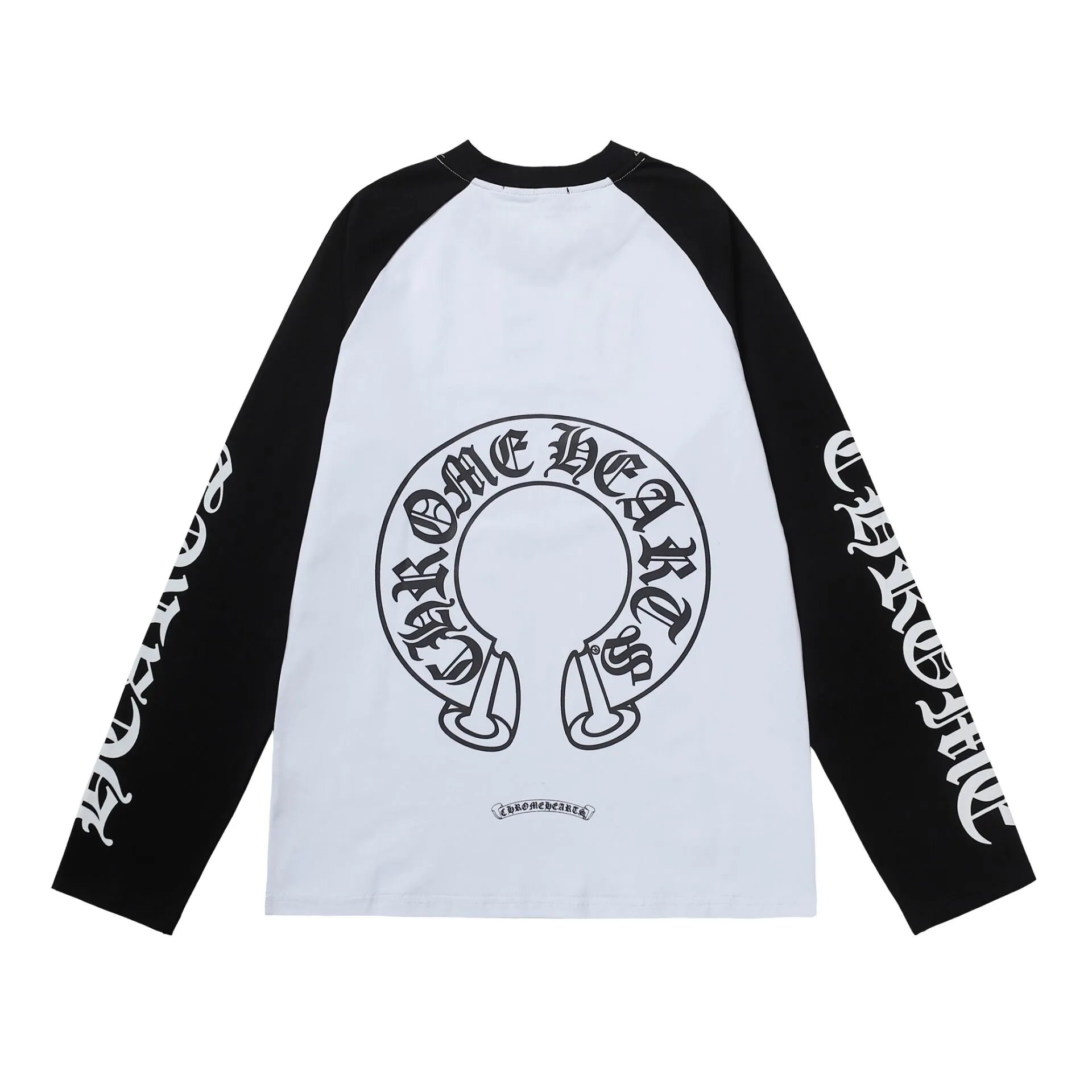 Chrome Hearts White Black Raglan Long Sleeve Graphic Tee